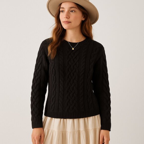 Aran Crafts Ireland 100% Merino Wool Cable Knit Fisherman Sweater S - Picture 5 of 10